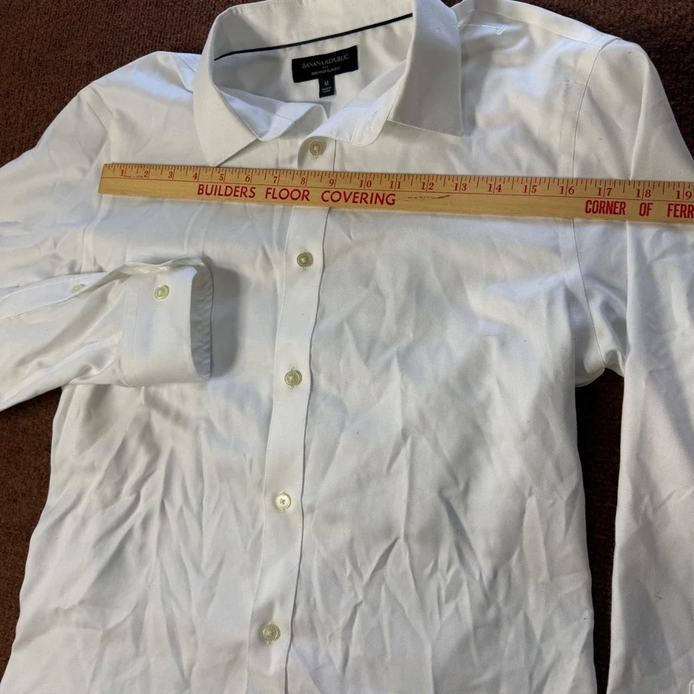 Banana Republic Mens Non-Iron Slim Fit White Dress Shirt M 15-15.5 33-34 Cotton